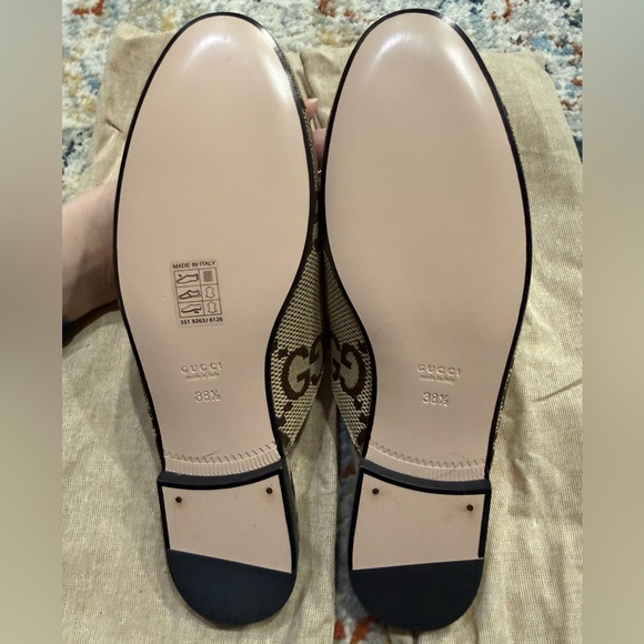 NWB Gucci Beige and Brown GG Canvas Horsebit Mules Size 38.5 - Picture 5 of 10